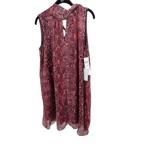 NWT London Times Burgundy Tie Neck Keyhole Shift Mini Dress Women's Size 10 - Picture 1 of 7